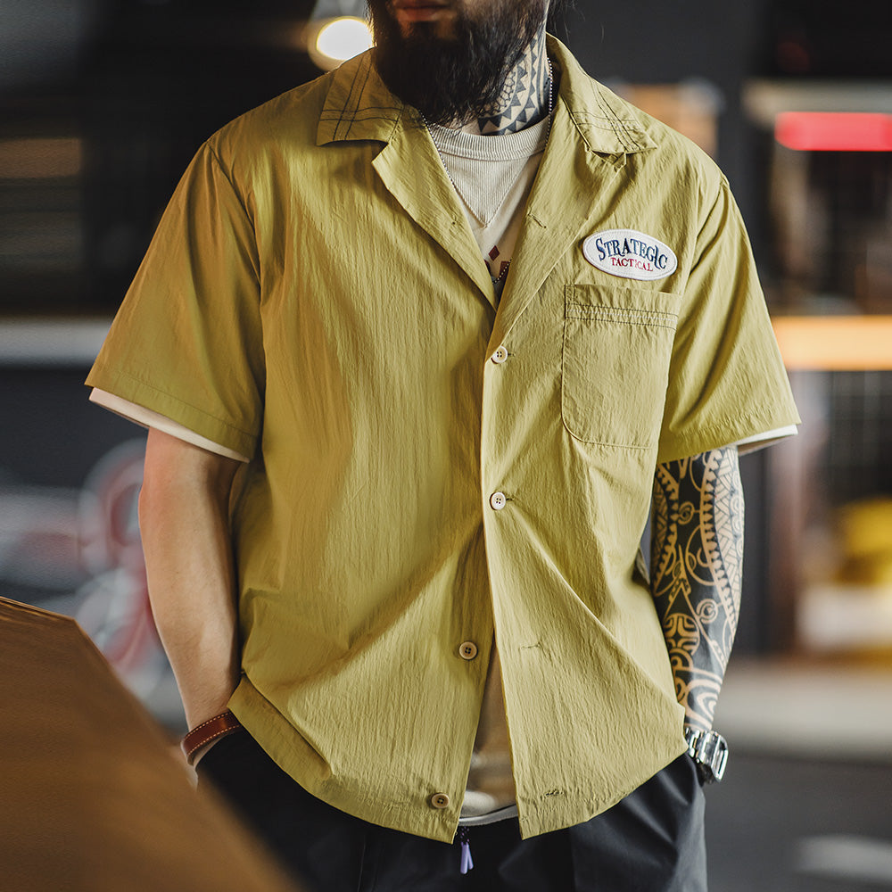 Vintage Cuban Collar Embroidered Short-Sleeved Shirt