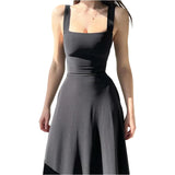 Vestido formal midi con tirantes gruesos para mujer