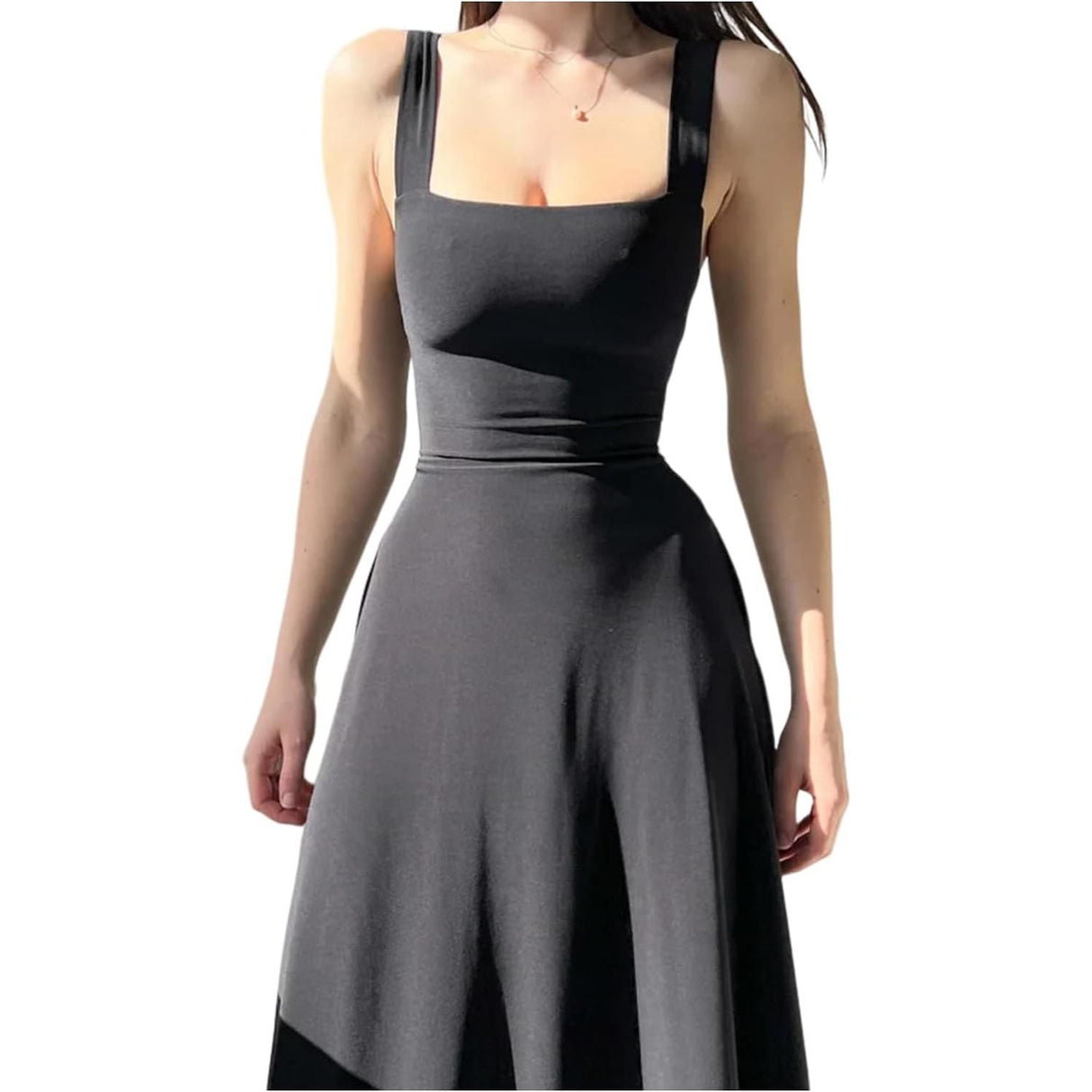 Vestido formal midi con tirantes gruesos para mujer