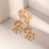 Gold Plated Coral Pearl Pendant Earrings