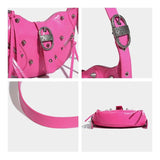 Pinker Punk Luxus Sling Crossbody-Tagesrucksack aus Leder