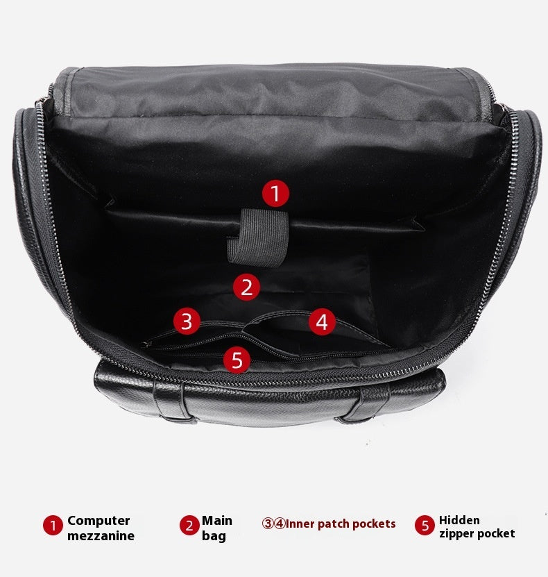 Top Layer Backpackage Genuine Leather Large Capacity