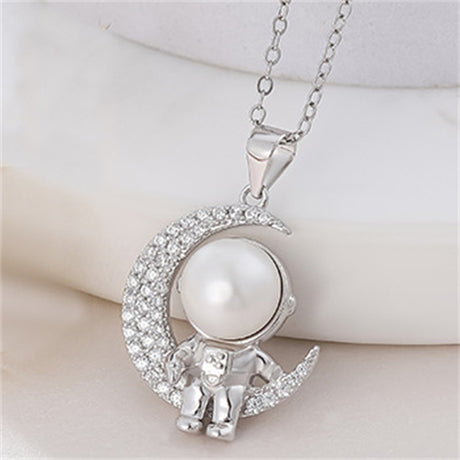 Men's And Women's Fashion Sterling Silver Pearl Pendant Necklace - Dazpy