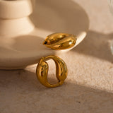 Gold-Plated Stainless Steel Water Drop Earrings with Vintage O-Shaped Pendant