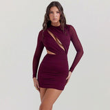 Plissiertes Mini-Bodycon-Kleid aus Netzstoff