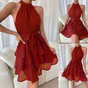 Women's Halter Ruffle Mini Dress