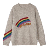 Bunter, lockerer Regenbogenpullover für Damen