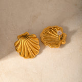 Chic Gold Plated Shell Earrings