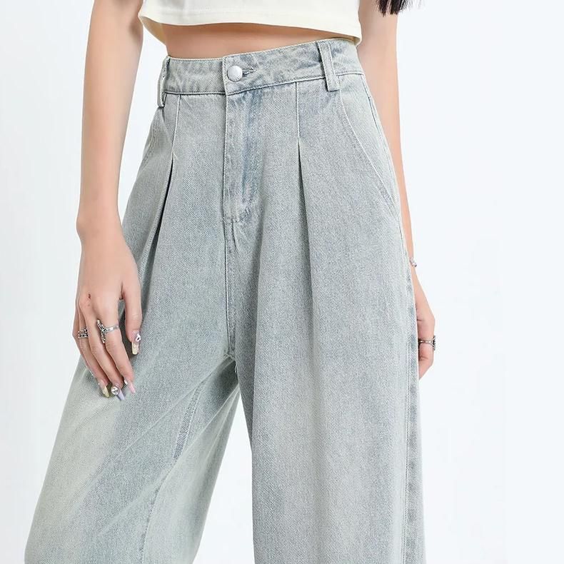 Gerade Vintage-Jeans für Damen mit hoher Taille