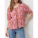 Bluse mit V-Ausschnitt und Blumenmuster