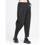 High Elastic Waist Black Harem Trousers