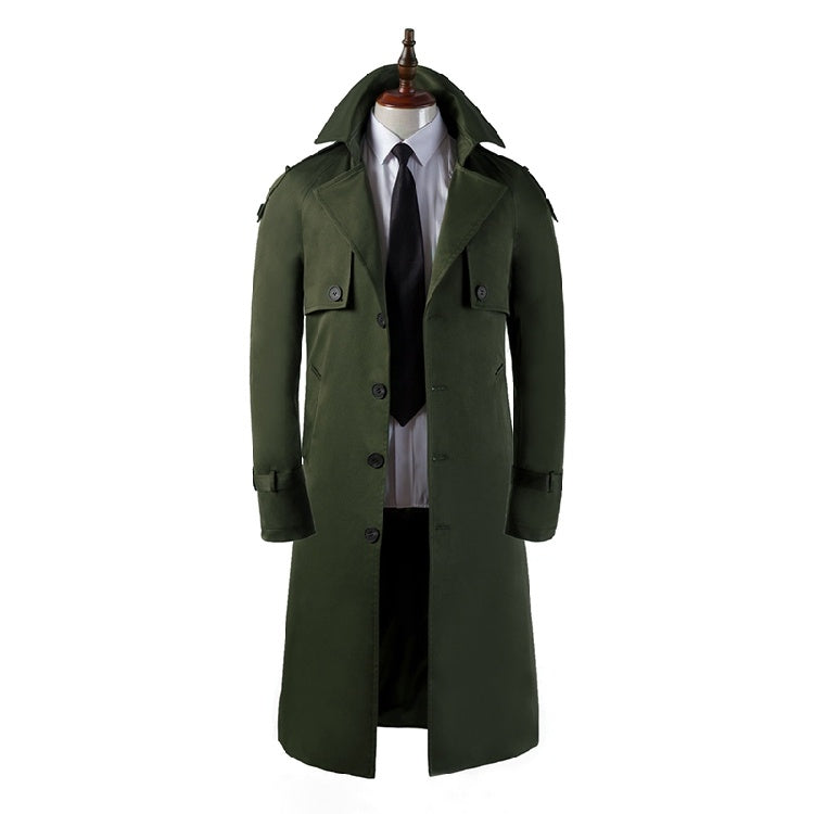 Men's Trench Coat Super Long Over The Knee Slim Business Casual