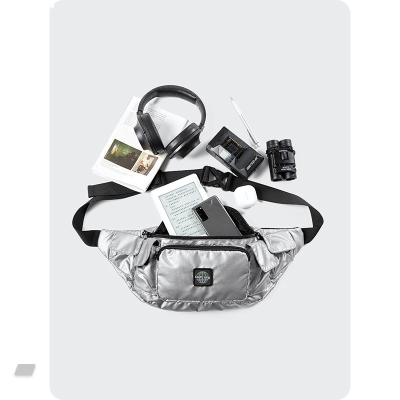 Harajuku Silver Check Chest Bag Men - Dazpy