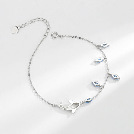 Sterling Silver Dolphin Love Bracelet - Dazpy