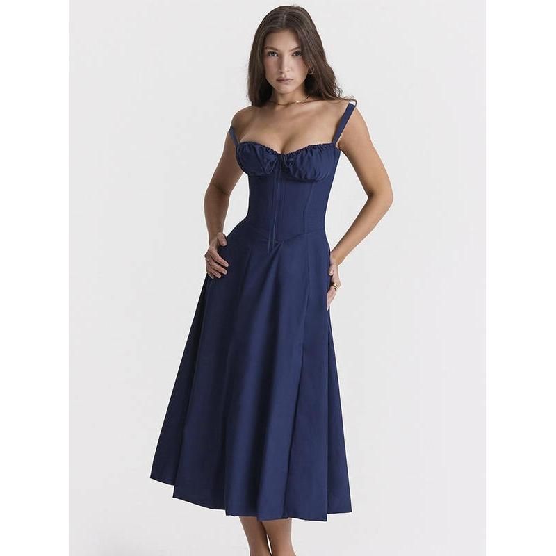 Elegantes rückenfreies Midi-Sommerkleid