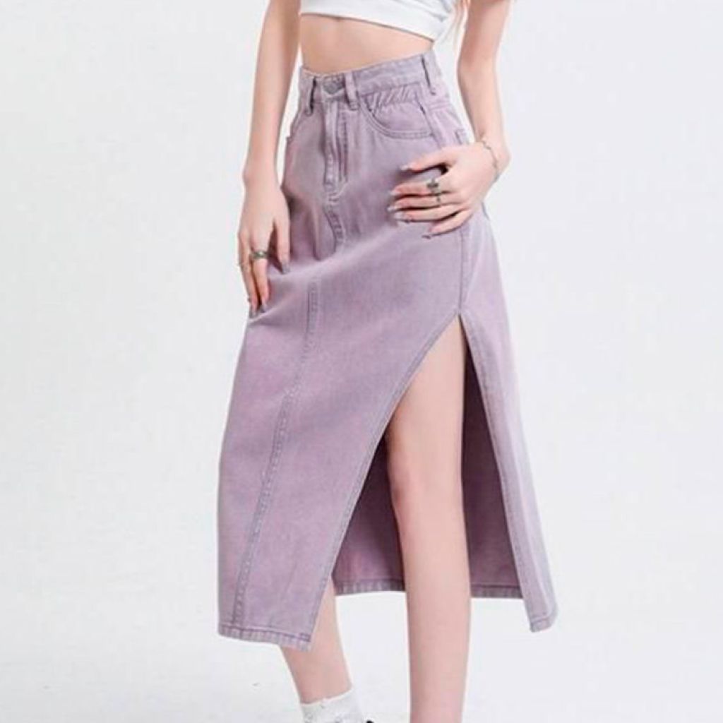 Stylish Vintage High-Waist Denim A-Line Skirt