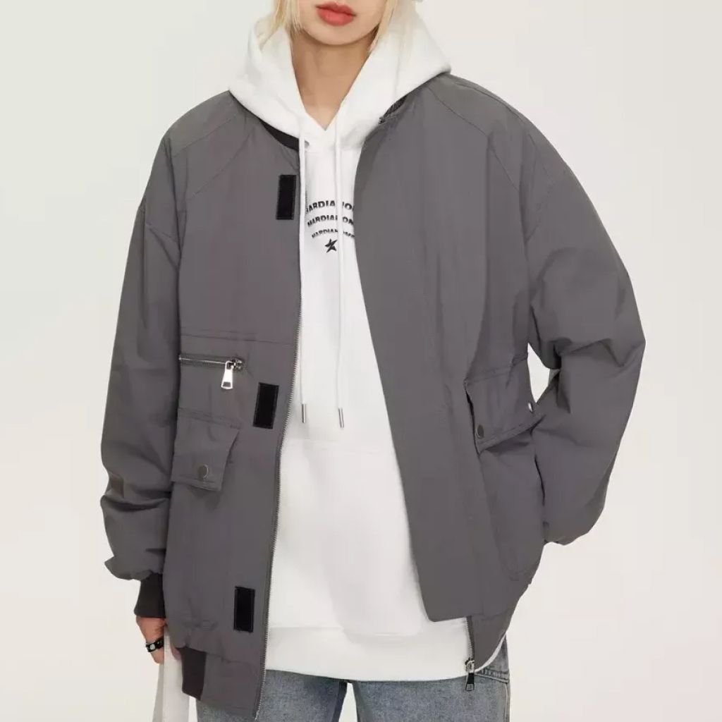 Streetwear Women's Bomber Jacket with Pockets