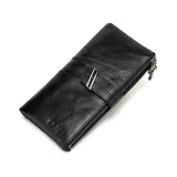 Oil Wax Leather Double Zipper Coin Purse Women's Long Clutch - Dazpy