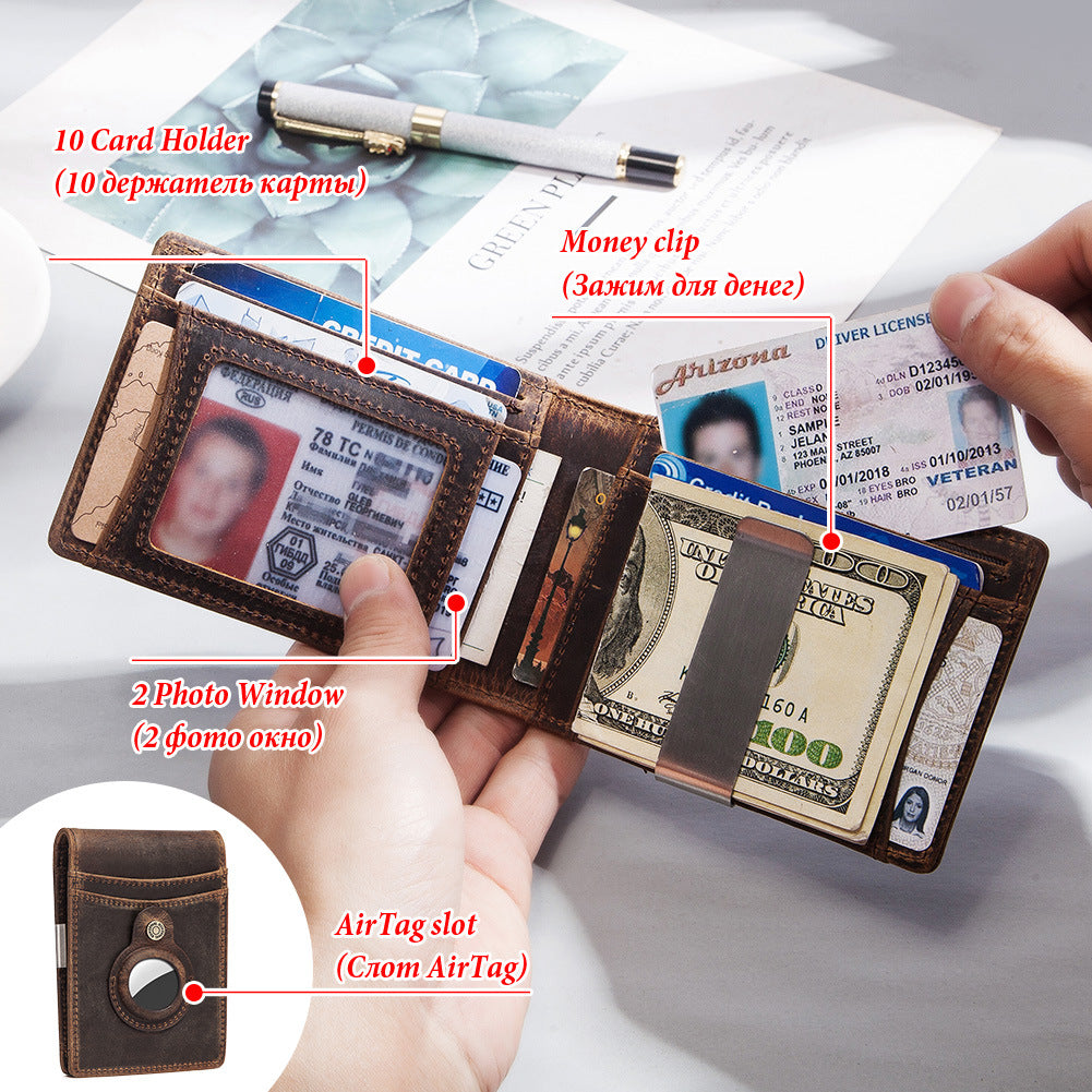 RFID Coin Clip Layer Leather Card Holder For Men - Dazpy