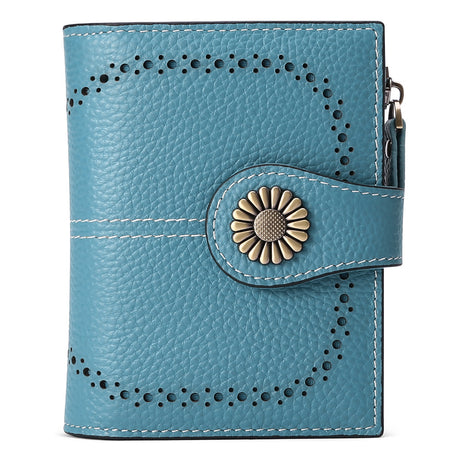 Wallet Women's Short Oil Wax Leather Zipper Card Holder - Dazpy