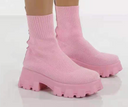 Mid-heel European And American Mid-tube Boots Set Foot Large Size Boots