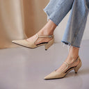 Women's Mid Heel Pointed Toe Buckle Hollow Sandals - Fashionable Ladies' Footwear