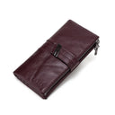 Oil Wax Leather Double Zipper Coin Purse Women's Long Clutch