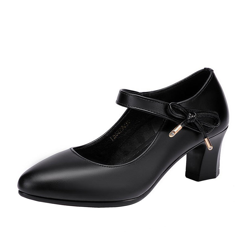 Comfortable Women's Mid-heel Buckle Mother Shoes - Dazpy