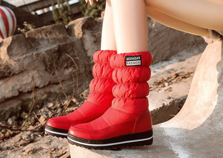 Mid-heel Letter Elastic Sleeve Snow Cotton Boots - Dazpy