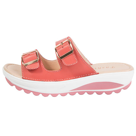 The 2021 summer new leather slope with thick soles muffin with leisure shoes sandals slippers shoes shake - Dazpy