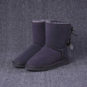 Women's Solid Color Bow Mid-tube Snow Boots