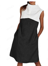 Sleeveless contrast pocket loose dress - Dazpy