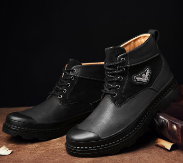 The 2021 Men's Winter Leather Shoes With Leather Soft Velvet Vintage Martin Boots Shoes British Boots - Dazpy