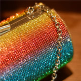 Rainbow Rhinestone Purse Evening Bag - Dazpy