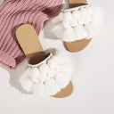 Fringed wool ball slippers