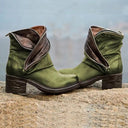 European and American Women's Fashionable Short Boots - Artificial PU Material, Belt Buckle Design