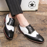 British Style Hit Color Lace-Up Brogues Low-Cut Personality Men's Shoes Trend - Dazpy