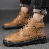 Men's High Top Round Toe Retro Work Boots - Dazpy