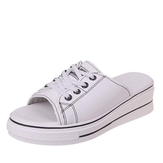 Thick bottom white shoes casual increase lazy word drag - Dazpy