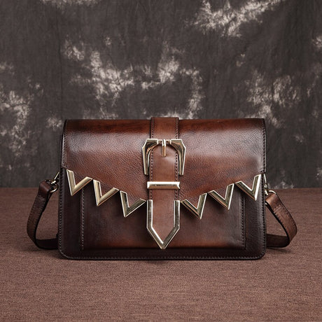 Diagonal leather retro small square bag - Dazpy