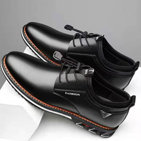 Leather shoes round toe trend shoes comfortable men's shoes - Dazpy