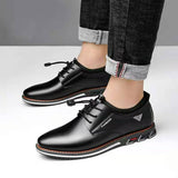 Leather shoes round toe trend shoes comfortable men's shoes - Dazpy