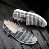 Cloth Shoes Linen Striped Canvas Men's Shoes With Breathable Pedal - Dazpy