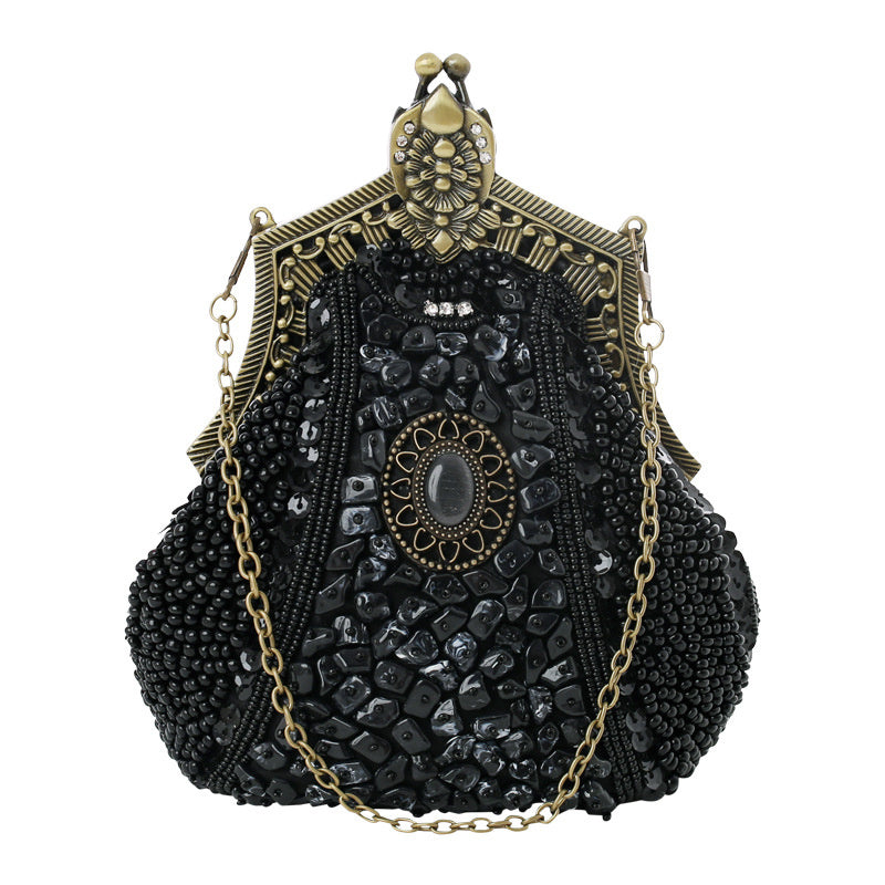 Women's Vintage Heavy Beaded Evening Bag - Dazpy