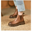 Retro Short Tube Soft Leather Booties Women Chimney