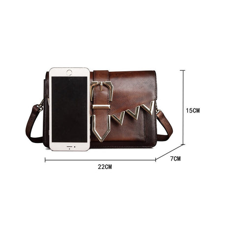 Diagonal leather retro small square bag - Dazpy