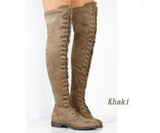 Flat bottom over the knee boots Martin boots round head large size women's shoes - Dazpy