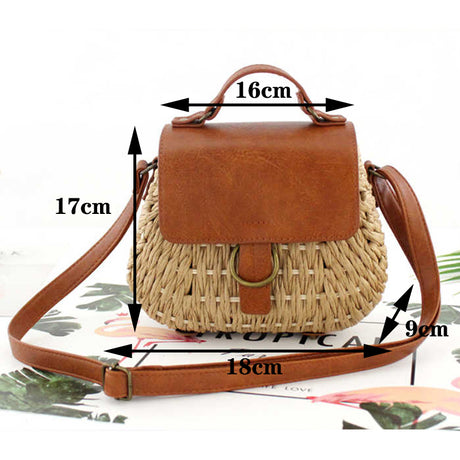 Antique straw woven bag messenger beach bag - Dazpy