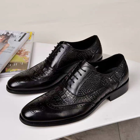 Oxford Men's Old Vintage Leather Shoes  Pattern Leather Shoes Large Size - Dazpy