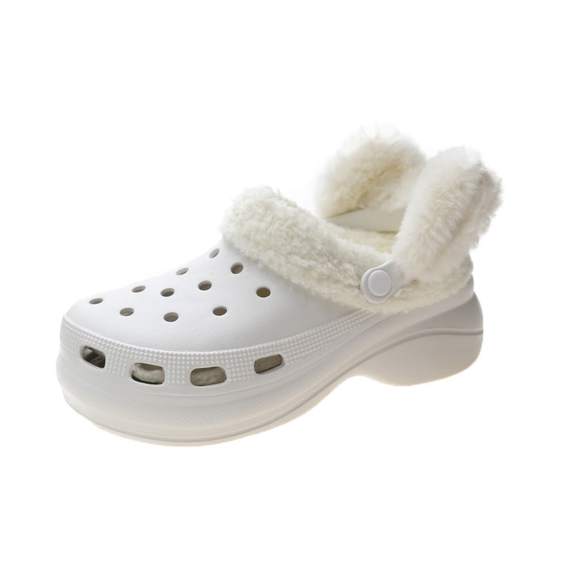 Plush Thick Soled Baotou Sponge Cake Two Wear Cotton Slippers - Dazpy